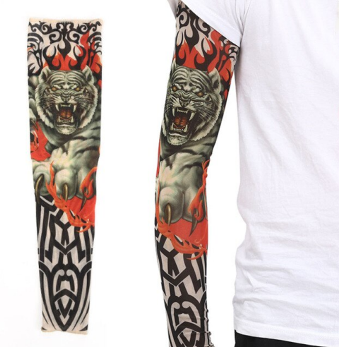 Giyilebilir Kol Dövmesi Çorap Dövme 3D Baskılı Kol Bacak Dövme 2 Adet Model 3 (CLZ)