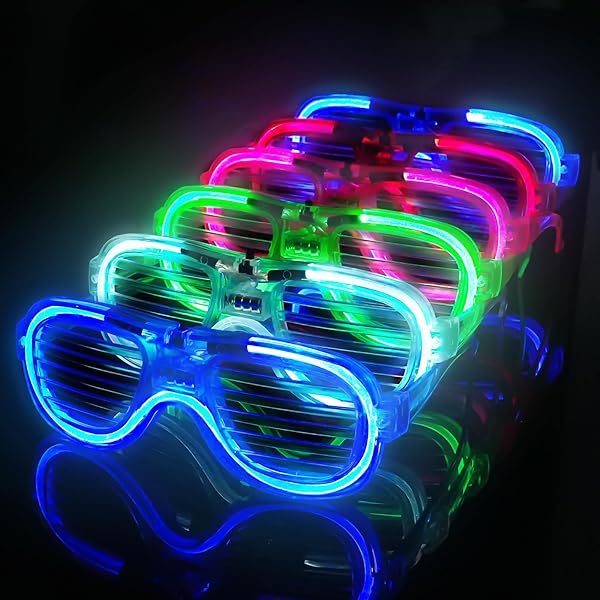 Glow Model 3 Farklı Fonksiyonlu Işıklı Panjur Parti Gözlüğü Karışık Renk 12 Adet (CLZ)