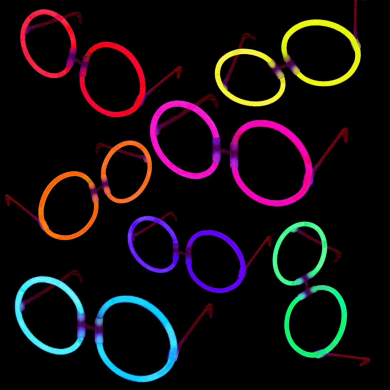 Glow Stick Parti Gözlüğü Glow Partisi Yuvarlak Şekilli Fosforlu Gözlük 6 Adet (CLZ)
