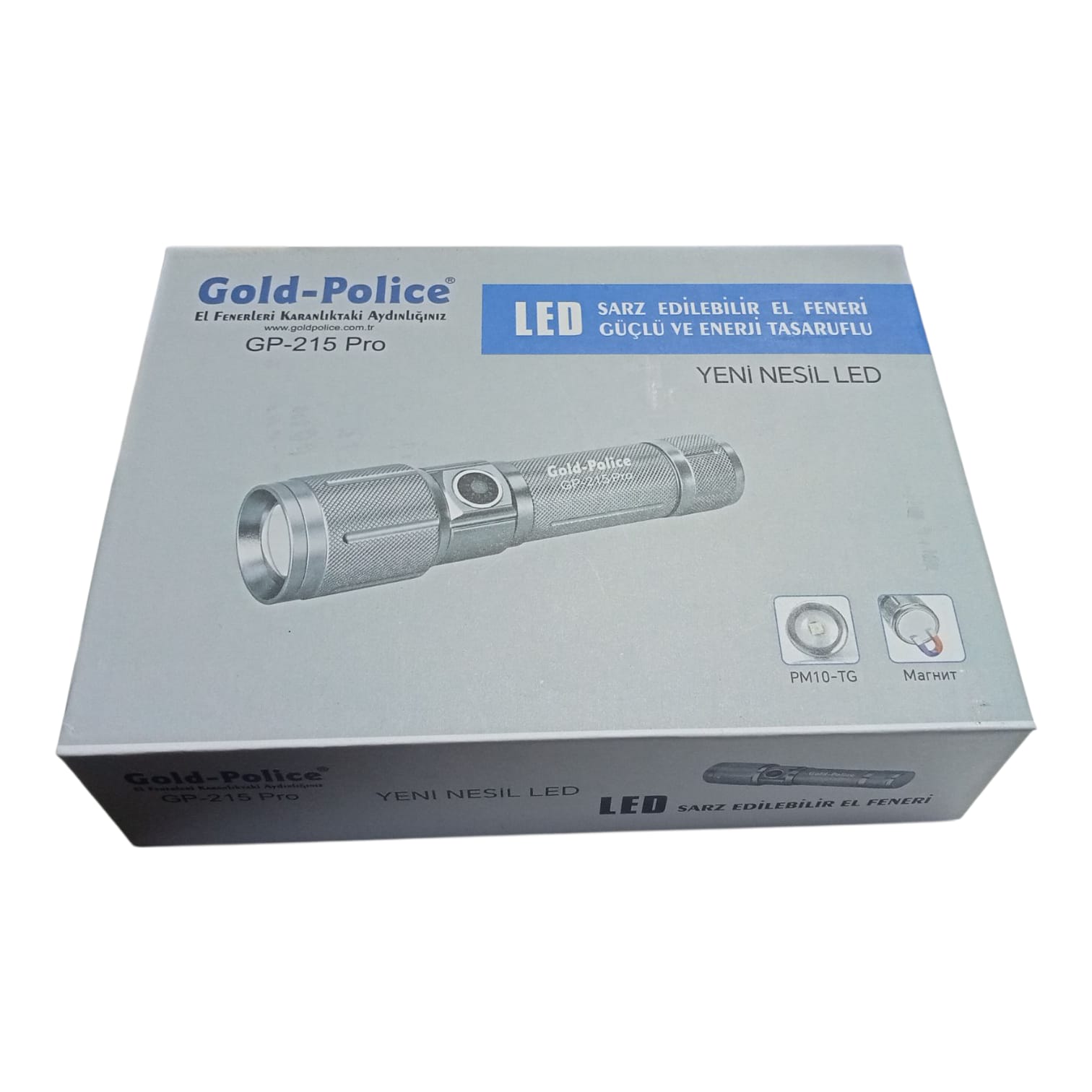Gold Police GP-215 Pro Şarjlı El Feneri PM10 Led Mıklatıslı Gold Police GP-215 Pro Şarjlı El Feneri PM10 Led Mıklatıslı