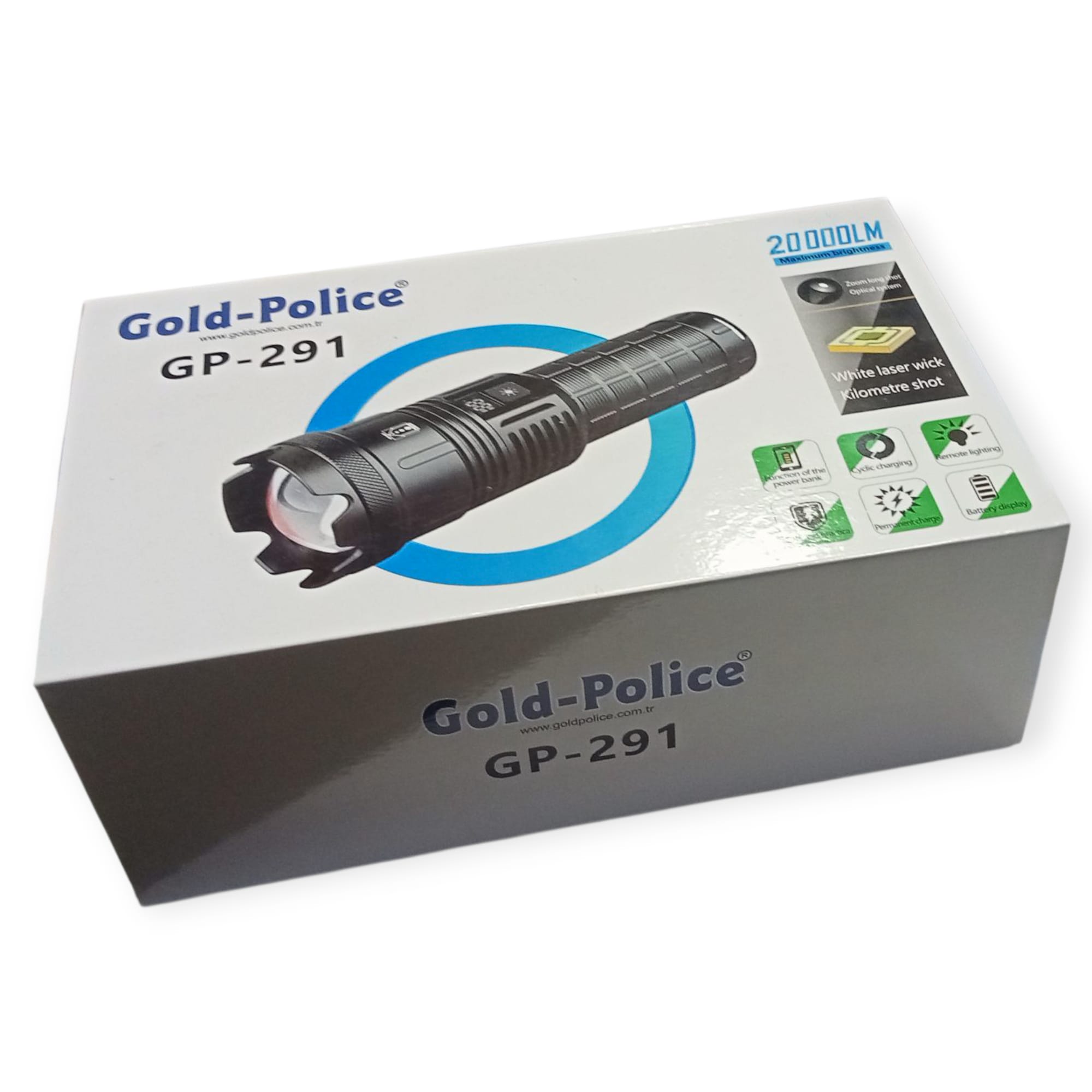 Gold Polıce GP-291 Güçlü El Feneri 20,000 Lümen Gold Polıce GP-291 Güçlü El Feneri 20,000 Lümen