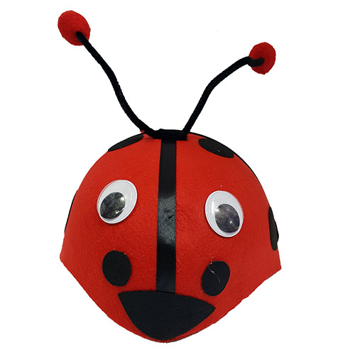 Gösteriler İçin Ponponlu Kırmızı Renk Uğur Böceği Hayvan Şapkası (CLZ)