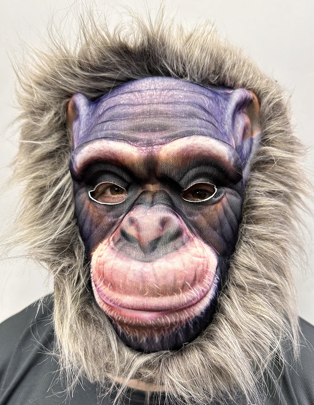 Gri Renk Saçlı Yaşlı Orangutan Maskesi Maymun Maskesi Mega Peluş 15 No (CLZ)