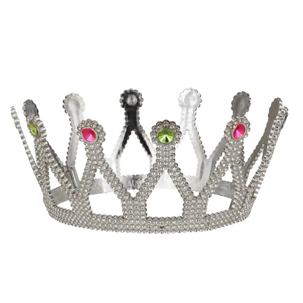 Gümüş Renk Çocuk ve Yetişkin Uyumlu Kraliçe Tacı Prenses Tacı 8X25 cm (CLZ)