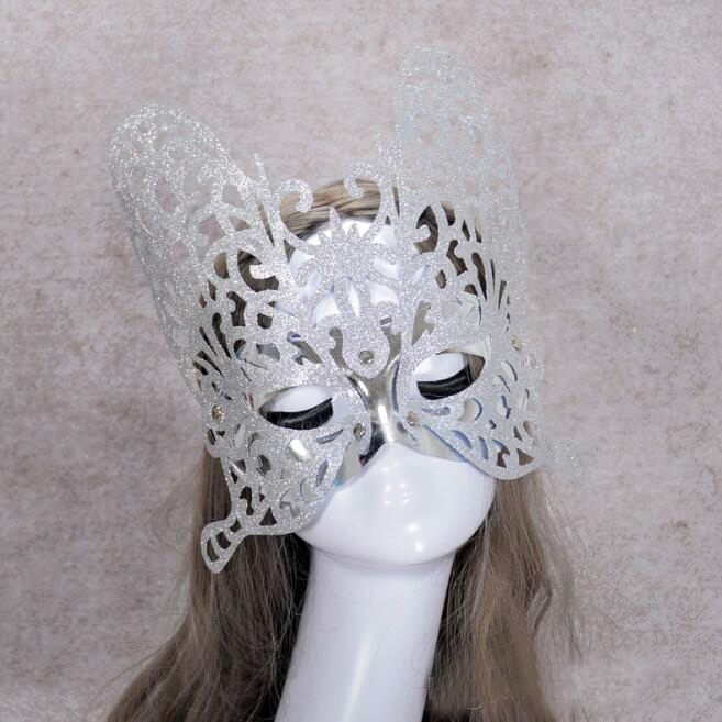 Gümüş Renk Kelebek Model Venedik Yılbaşı Parti Maskesi (CLZ)
