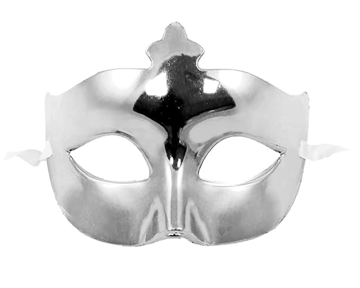 Gümüş Renk Kostüm Partisi Ekstra Parlak Balo Maskesi 15x10 cm (CLZ)
