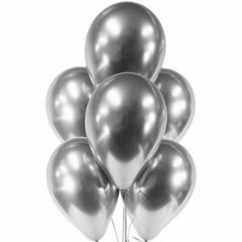 Gümüş Renk Krom Balon 5 Adet (CLZ)