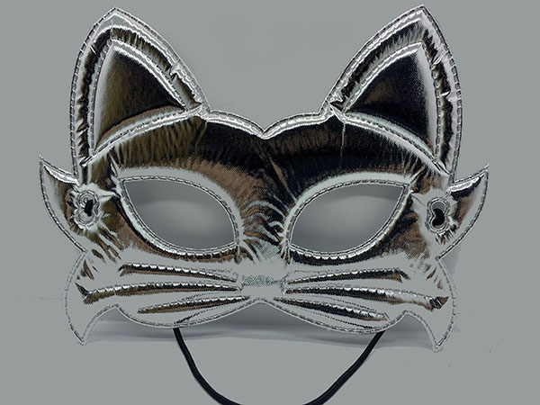 Gümüş Renk Kumaş Malzemeden İmal Kedi Maskesi 19x15 cm (CLZ)