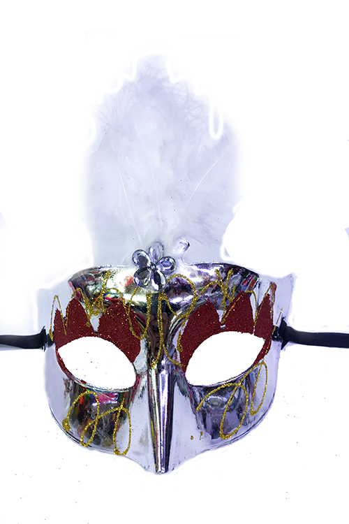 Gümüş Renk Tüylü Yılbaşı Parti Maskesi (CLZ)