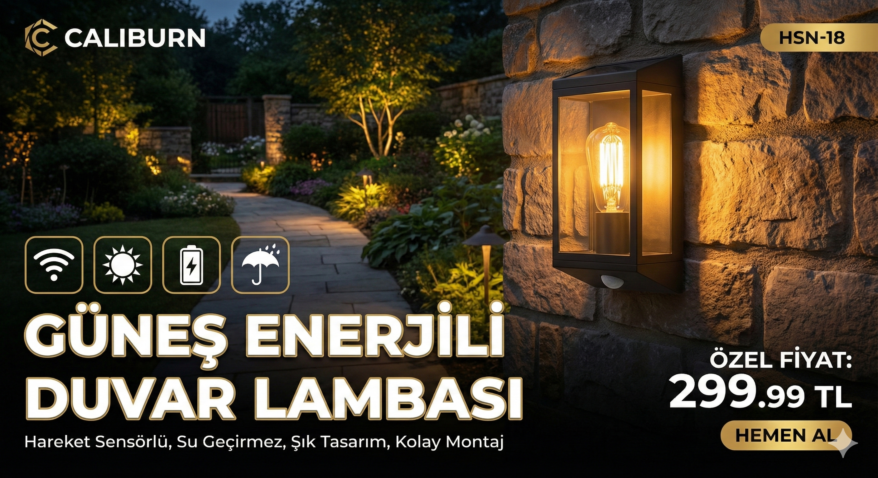 Güneş Enerjili Bahçe Aydınlatması Aplik Dekor Solar Ve Sensörlü Bahçe Balkon ve Garaj Lambası Güneş Enerjili Bahçe Aydınlatması Aplik Dekor Solar Ve Sensörlü Bahçe Balkon ve Garaj Lambası