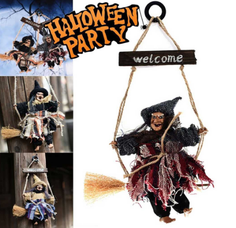 Halloween Dekoratif Cadı Welcome Cadı Kapı Süsü 19x18x5 cm (CLZ)