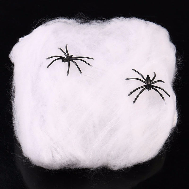 Beyaz Renk Örümcek Ağ ve Siyah Örümcekler Seti 20 gr (CLZ)