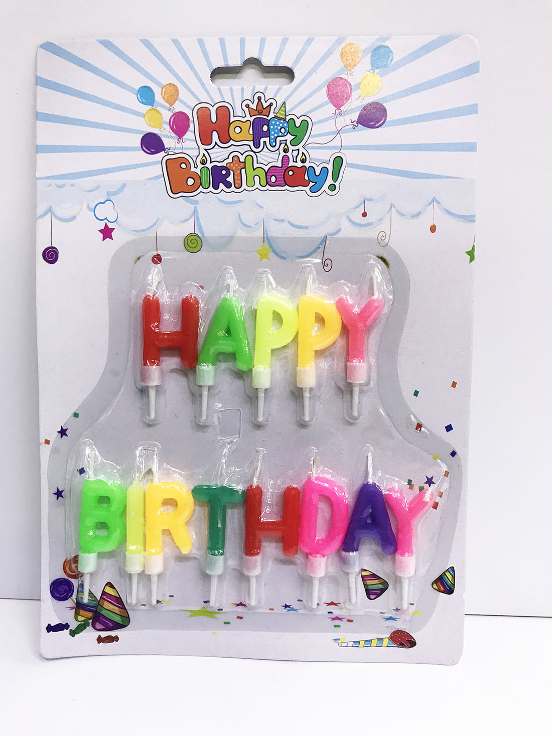 Happy Birthday Yazılabilen Rengarenk Doğum Günü Mumu (CLZ)