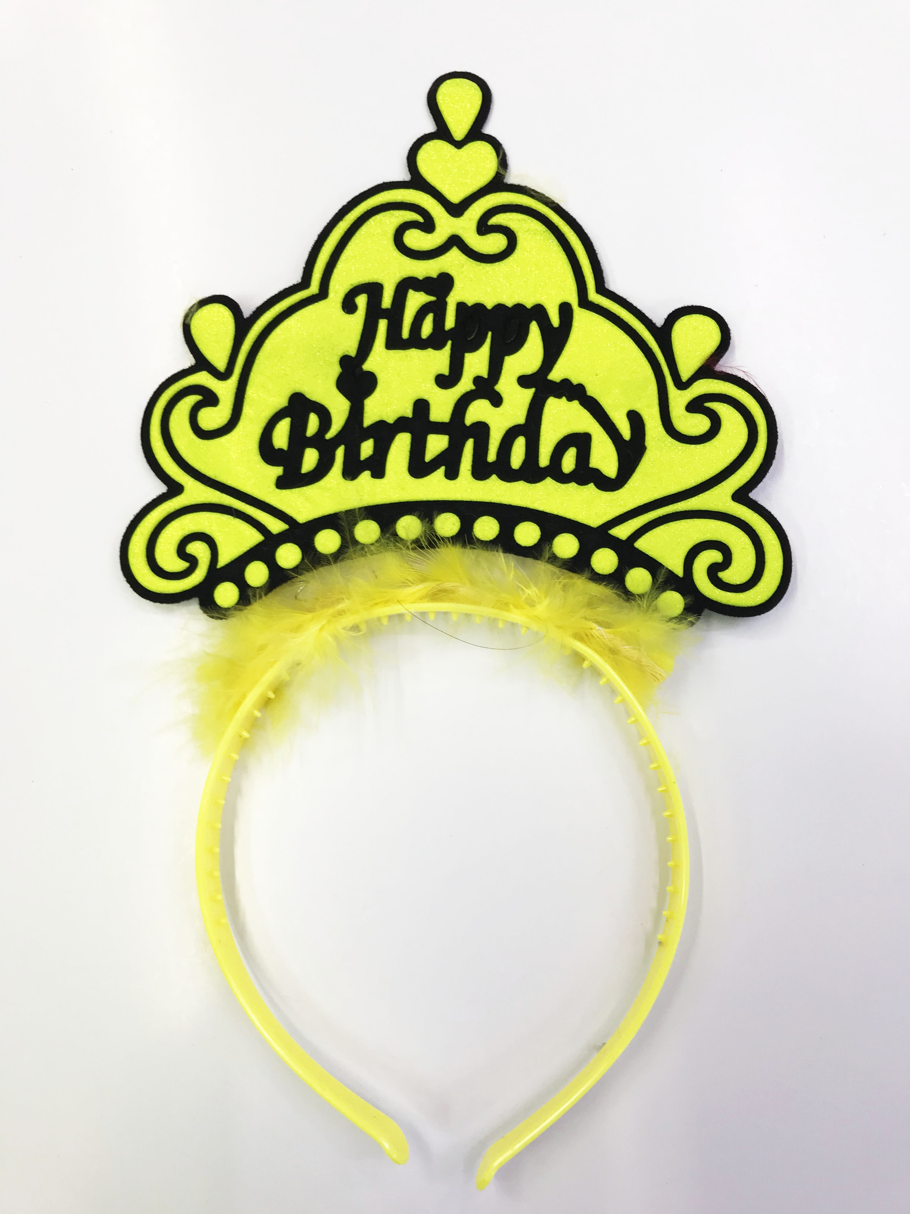 Happy Birthday Yazılı Neon Renk Taç 12 Adet (CLZ)