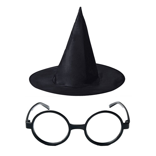 Harry Potter Büyücü Şapkası ve Harry Potter Büyücü Gözlüğü Siyah Renk (CLZ)