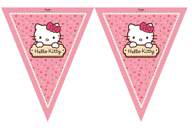 Hello Kitty Temalı Üçgen Bayrak Flama Süsleme 3.2 Metre (CLZ)