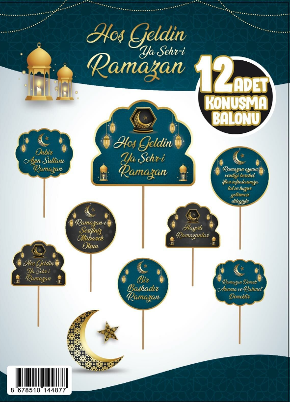 Hoşgeldin Ya Şehr-i Ramazan 12 Farklı Konuşma Balonları 12 Adet (CLZ)