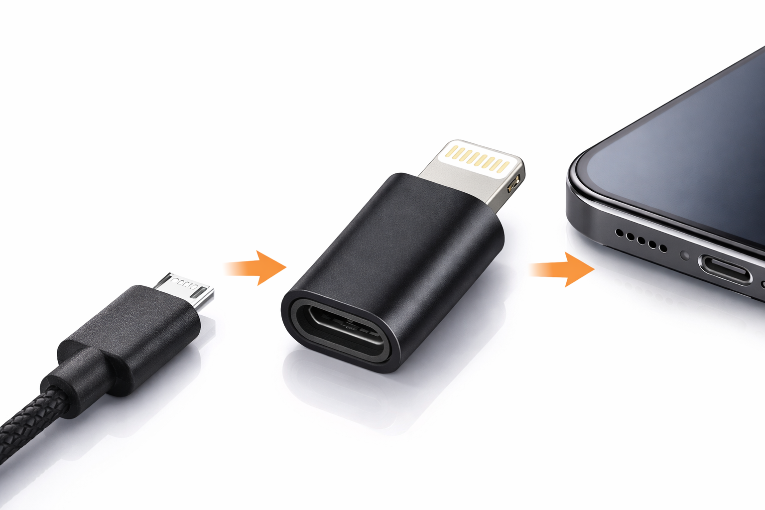 iPhone 11 Pro Max Uyumlu Android Micro USB Şarj Kablosunu iPhone Lightning e Çevirici