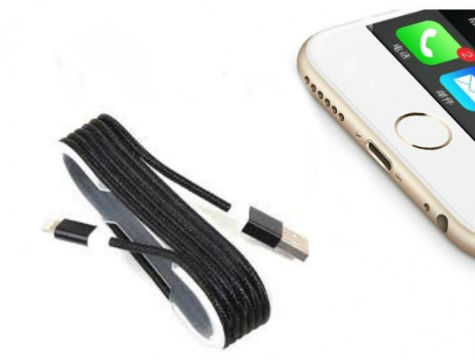 CLZ174 iPhone Örgü Şeklinde Renkli Çelik Şarj Data Kablosu - Siyah