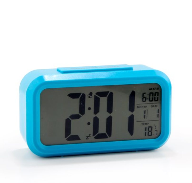 CLZ174 Işık Sensörlü Termometreli Alarmlı Dijital Masa Saati Higrometre Mavi