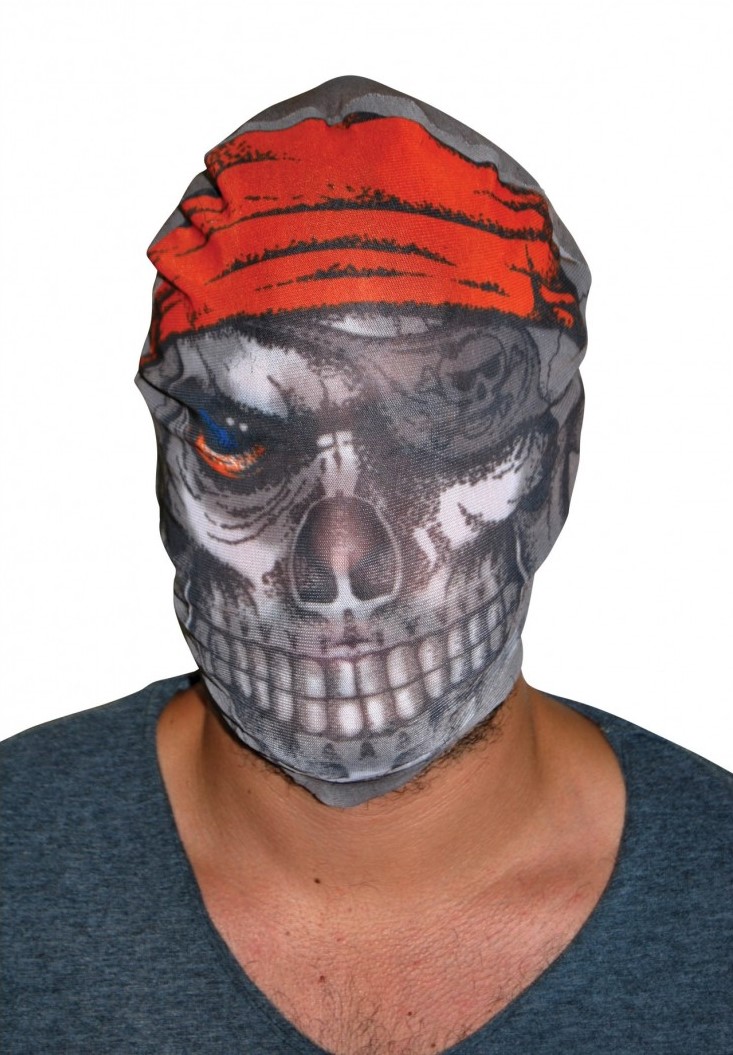 Kafaya Tam Geçmeli Bez Korsan Maskesi - Streç Korku Maskesi - 3D Baskılı Maske Model 4 (CLZ)
