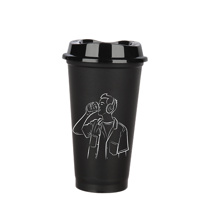 CLZ174 Kahve Bardağı - Kapaklı Siyah 473 ml