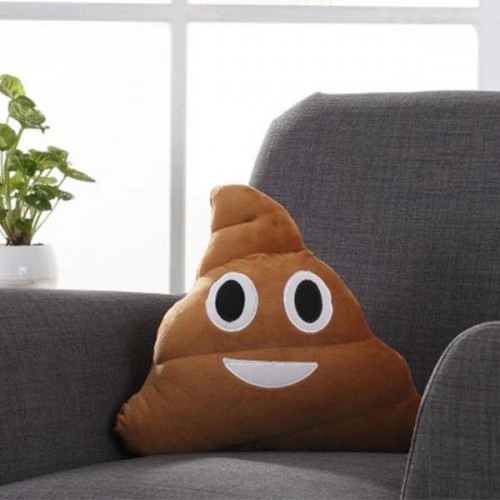 CLZ174 Kahverengi Gülen Poo Emoji Yastık