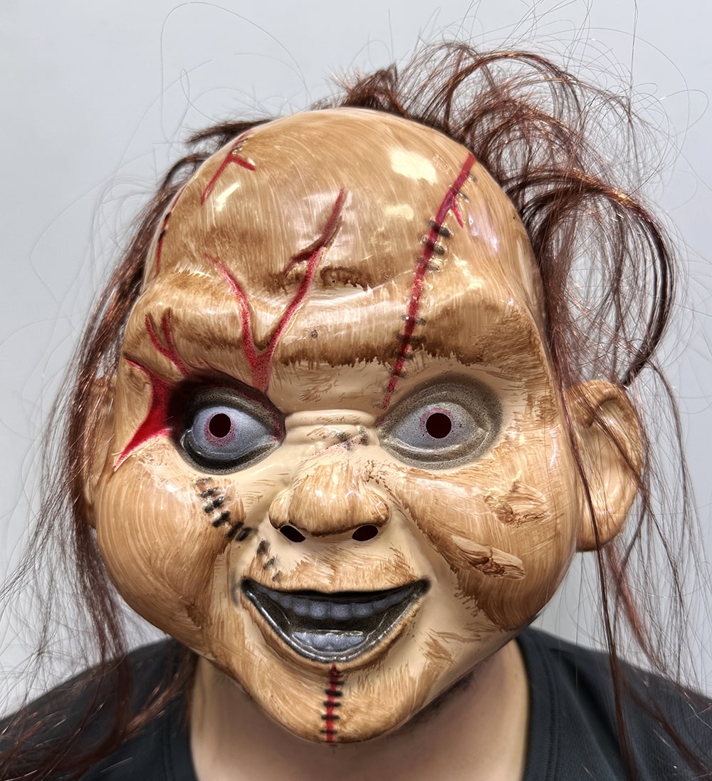 Kahverengi Saçlı Çaki Maskesi Chucky Maskesi Yetişkin Çocuk Uyumlu  (CLZ)