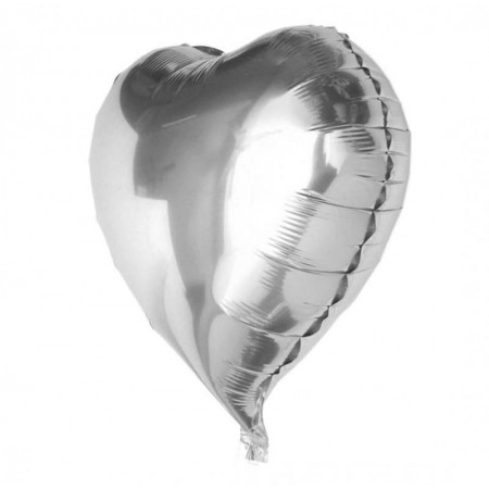 Kalp Balon Folyo Gümüş 60 cm 24 inç (CLZ)