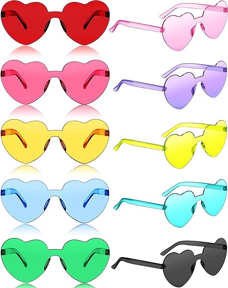 Kalp Şekilli Çerçevesiz Parti Gözlüğü 6 Renk 6 Adet (CLZ)