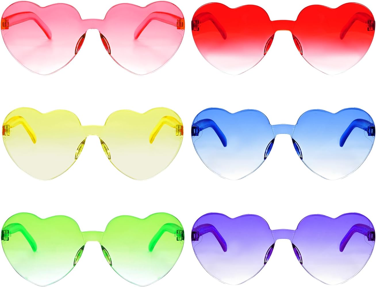 Kalp Şekilli Çerçevesiz Parti Gözlüğü 6 Renk 6 Adet (CLZ)
