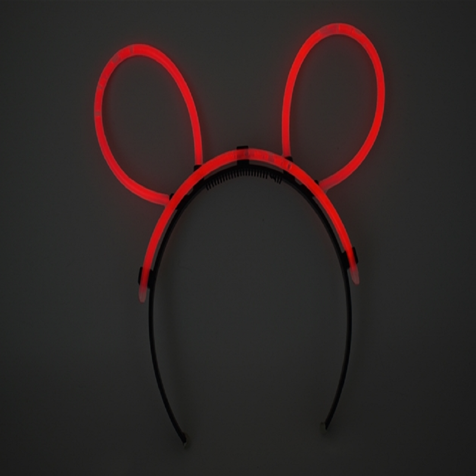 Karanlıkta Parlayan Fosforlu Glow  Taç Tavşan Kulağı Tacı Kırmızı Renk (CLZ)