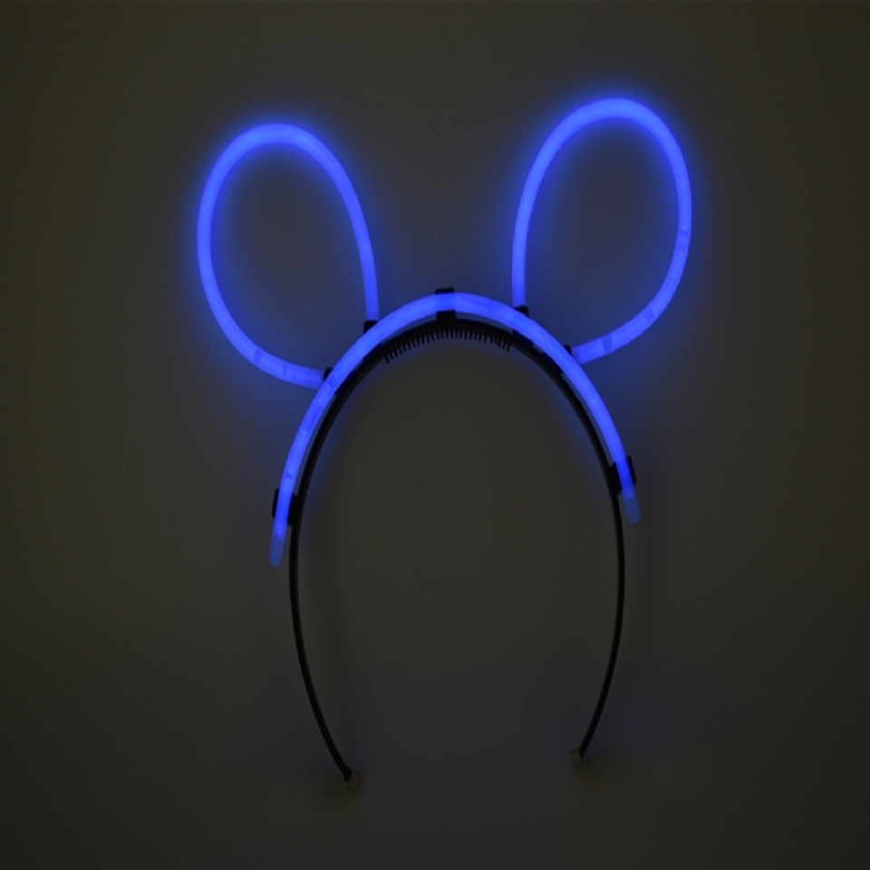 Karanlıkta Parlayan Fosforlu Glow  Taç Tavşan Kulağı Tacı Mavi Renk (CLZ)