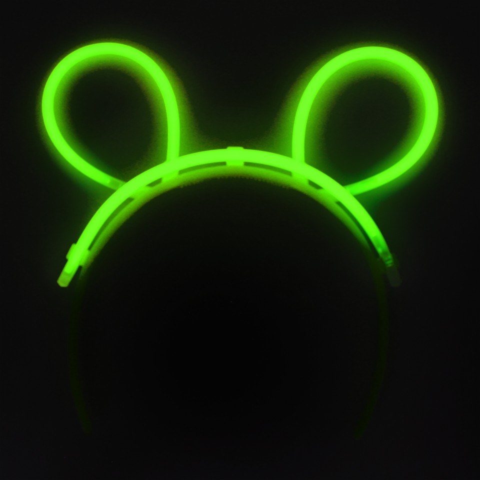 Karanlıkta Parlayan Fosforlu Glow  Taç Tavşan Kulağı Tacı Yeşil Renk (CLZ)