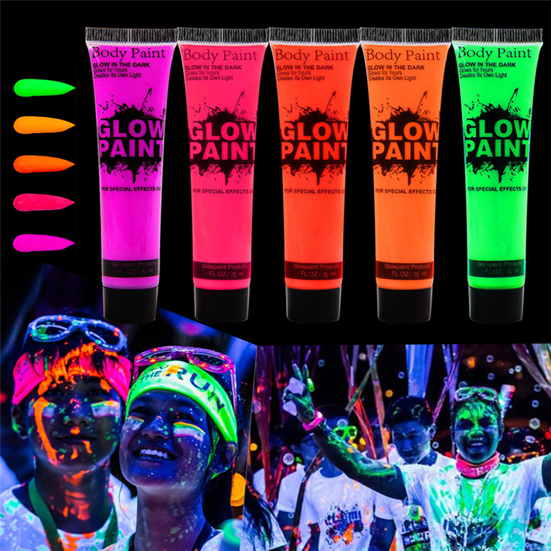 Karanlıkta Parlayan Fosforlu Neonlu Glow Parti Yüz Boyası Vücut Kremi Mor Renk (CLZ)