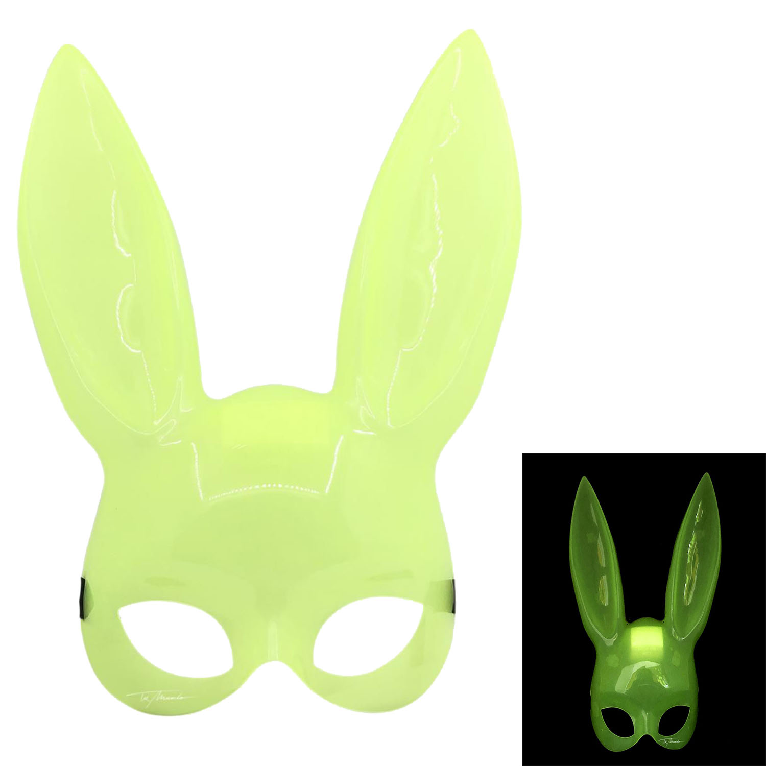 Karanlıkta Yanan Glow Floresan Tavşan Maskesi 32x22 cm (CLZ)