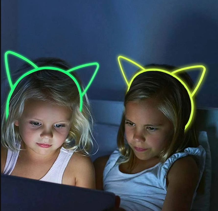 Karanlıkta Yanan Glow Kedi Kulağı Kedi Tacı Renkli 6 Adet (CLZ)