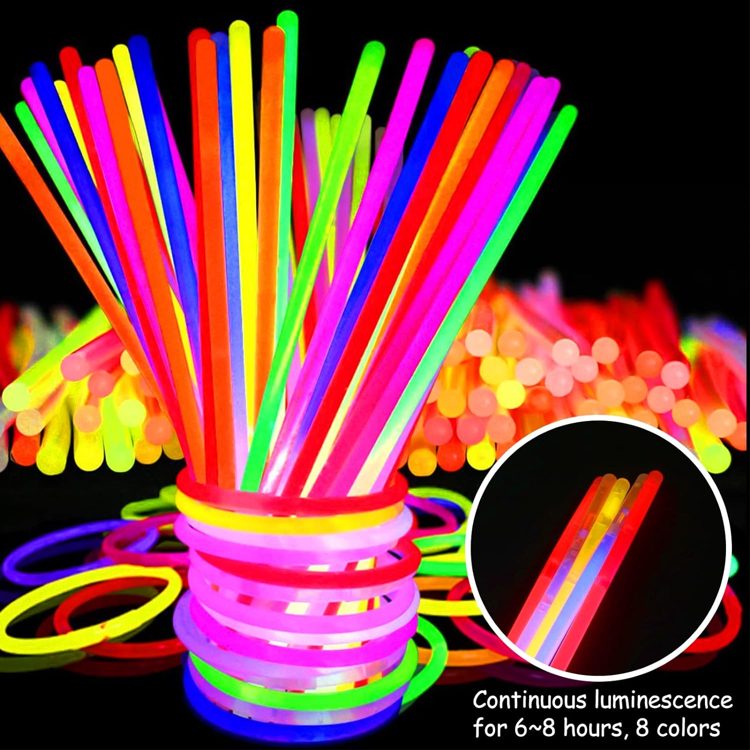 Karanlıkta Yanan Parlayan Fosforlu Glow  Çubuk Bileklik 50 Adet (CLZ)