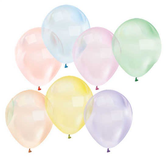 Karışık Renkli Şeffaf Lateks Balon 100 Adet (CLZ)