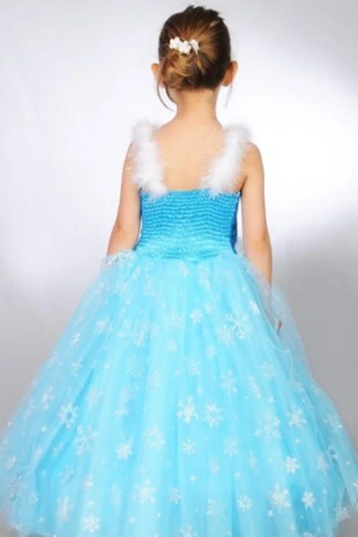 Karlar Ülkesi Elsa Frozen Kostümü + Tacı + Asası + Saçı Full Set 5-7 Yaş (CLZ)