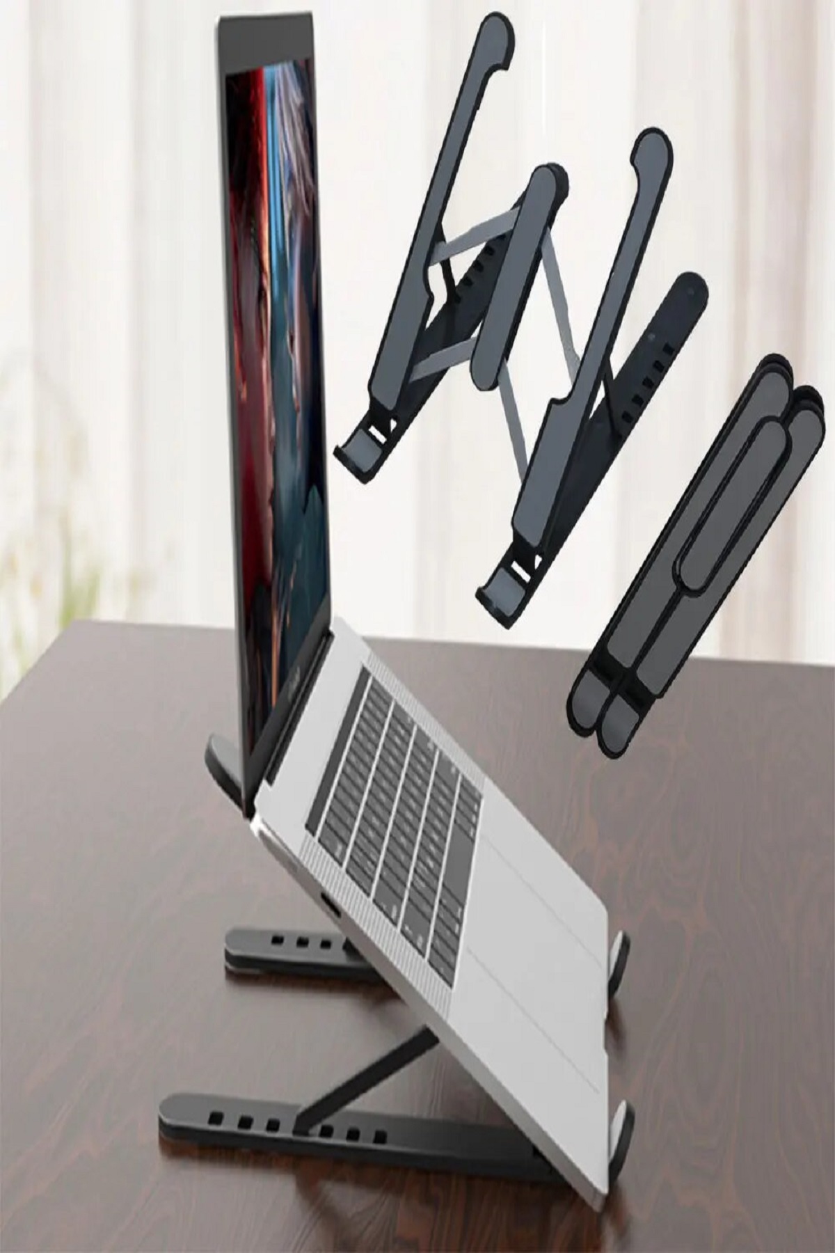 CLZ174 Katlanabilir Laptop Standı - Kaydırmaz Kademe Ayarlı Laptop Tablet Tutucu