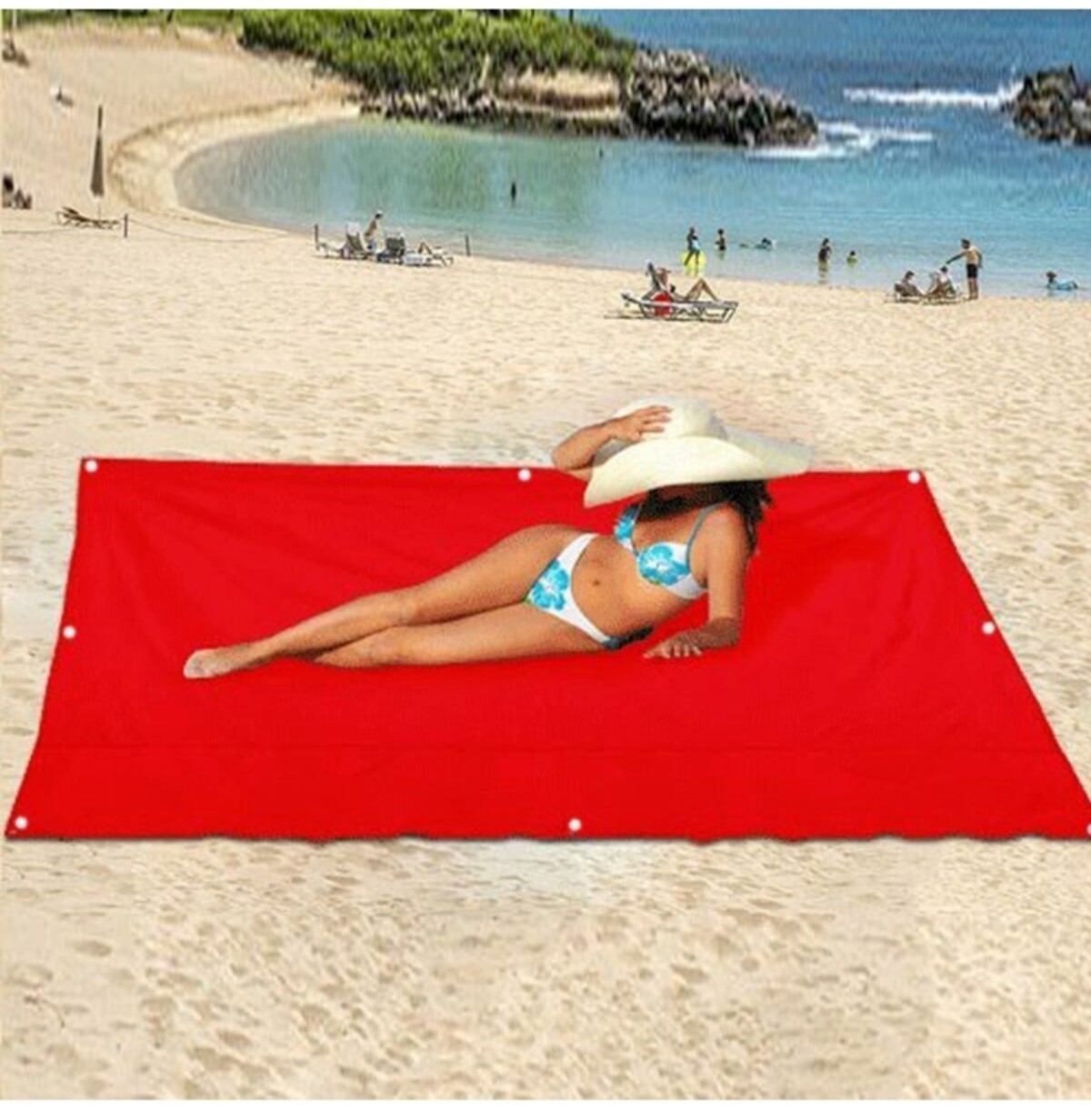 CLZ174 Katlanır Kamp Çadırı Gölgelik Güneşlik Tente Branda Piknik Örtüsü Kamp Çadır Plaj Yer Matı - Kırmızı