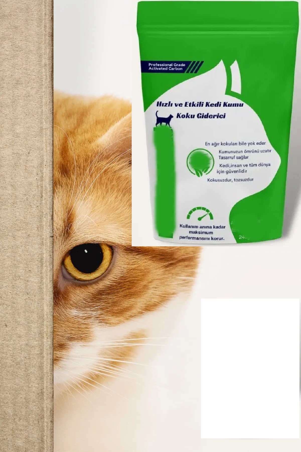 Kedi Kumu Ve Tuvaleti Koku Giderici 240gr - Hindistan Cevizi Bazlı Aktif Karbon (CLZ)