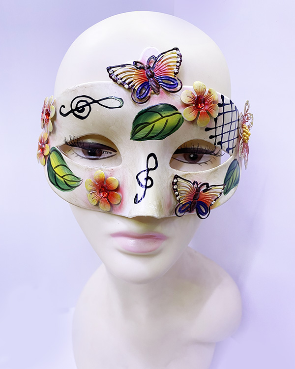 Kelebek ve Çiçek İşlemeli Venedik Maskesi Kırmızı Renk 10x18 cm (CLZ)