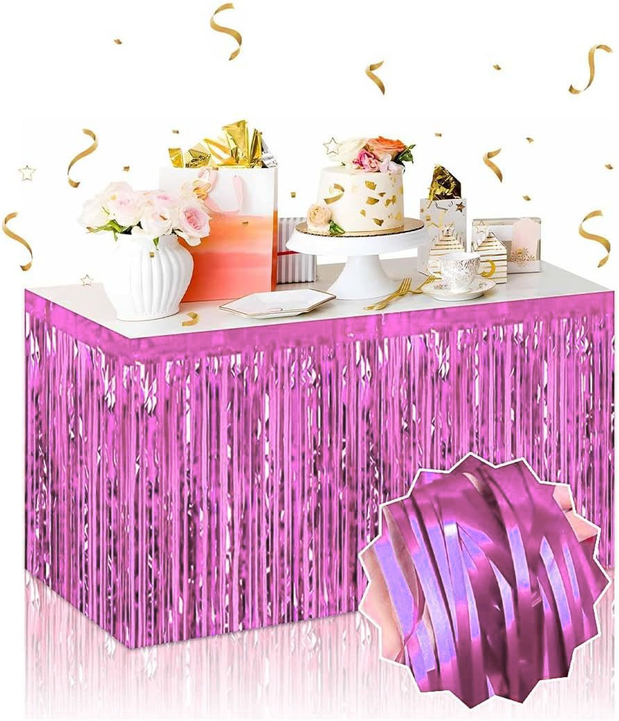 Kendinden Yapışkanlı Pembe Metalize Püsküllü Masa Eteği – 75 x 275 cm Parti Süslemesi Kendinden Yapışkanlı Pembe Metalize Püsküllü Masa Eteği – 75 x 275 cm Parti Süslemesi