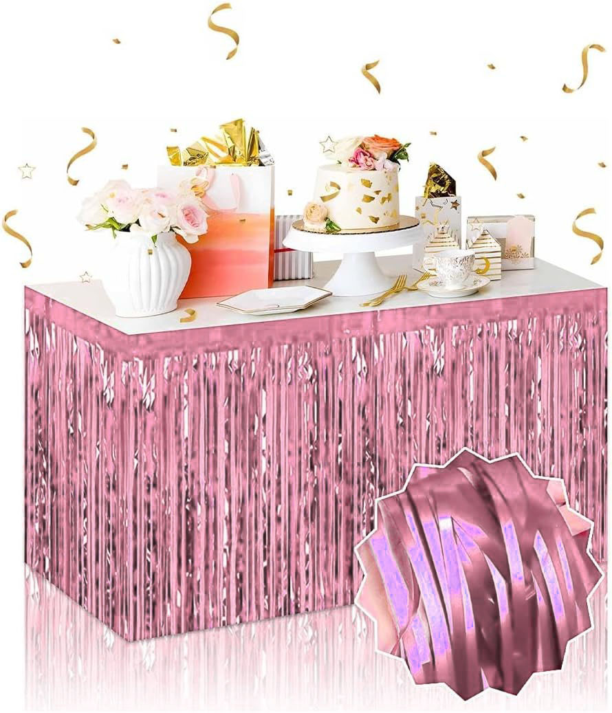 Kendinden Yapışkanlı Rose Gold Metalize Püsküllü Masa Eteği – 75 x 275 cm Parti Süslemesi Kendinden Yapışkanlı Rose Gold Metalize Püsküllü Masa Eteği – 75 x 275 cm Parti Süslemesi
