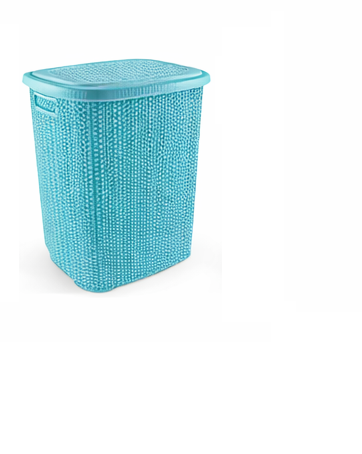 Kirli Çamaşır Sepeti Kapaklı 65 LT Örgü Desenli Plastik Çamaşır Sepeti Banyo Sepeti - Turkuaz Kirli Çamaşır Sepeti Kapaklı 65 LT Örgü Desenli Plastik Çamaşır Sepeti Banyo Sepeti - Turkuaz