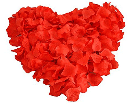 CLZ174 Kırmızı 500 Gül Yaprağı 4 Adet Kalp Mum