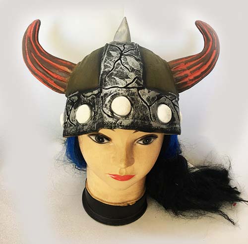 Kırmızı Boynuzlu Saçlı Viking Başlığı Asteriks Şapkası (CLZ)