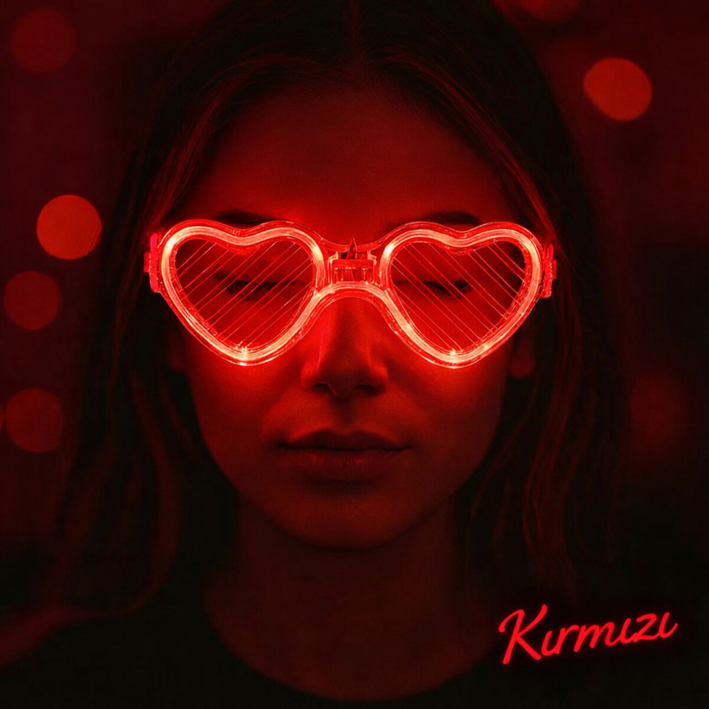 Kırmızı LED Işıklı Kalp Gözlük – 3 Modlu Parti & Glow Gözlüğü Kırmızı LED Işıklı Kalp Gözlük – 3 Modlu Parti & Glow Gözlüğü